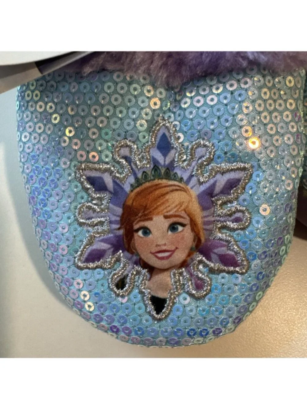 Disney Frozen Elsa & Anna Sequin Slippers Size Small 9-10 Toddler Girls Purple